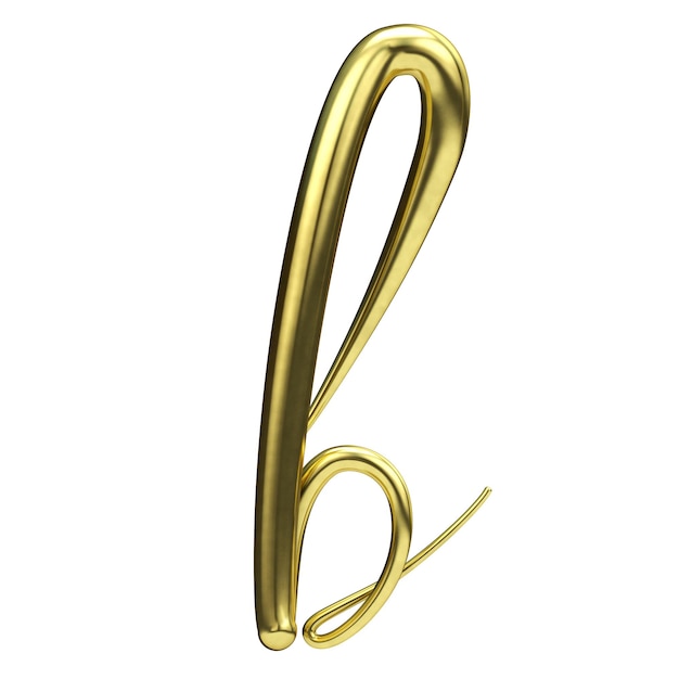 Letter B gouden handgeschreven script lettertype 3D-rendering