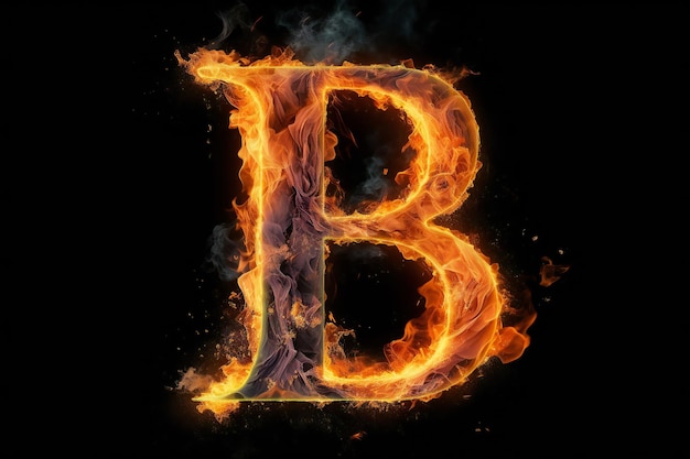 Photo the letter b is on fire