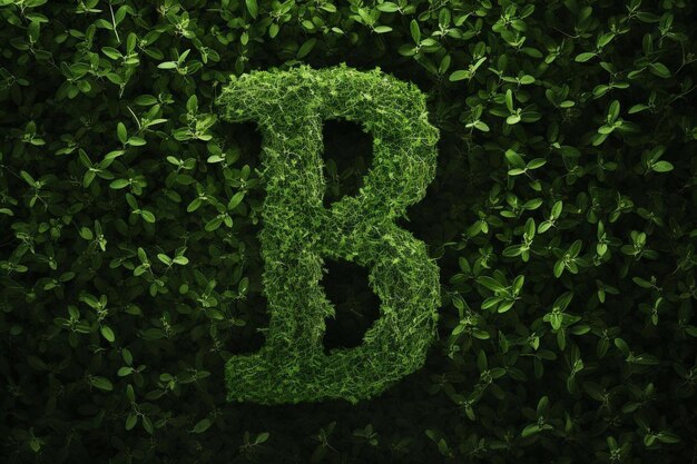 文字 b は緑のツタに囲まれています。