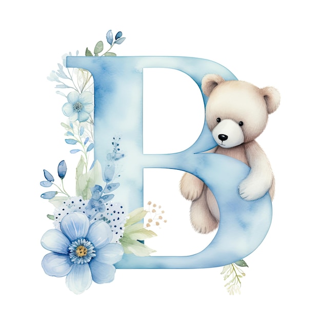 글자 B는 색 바탕에 꽃과 글자 B가 있습니다.