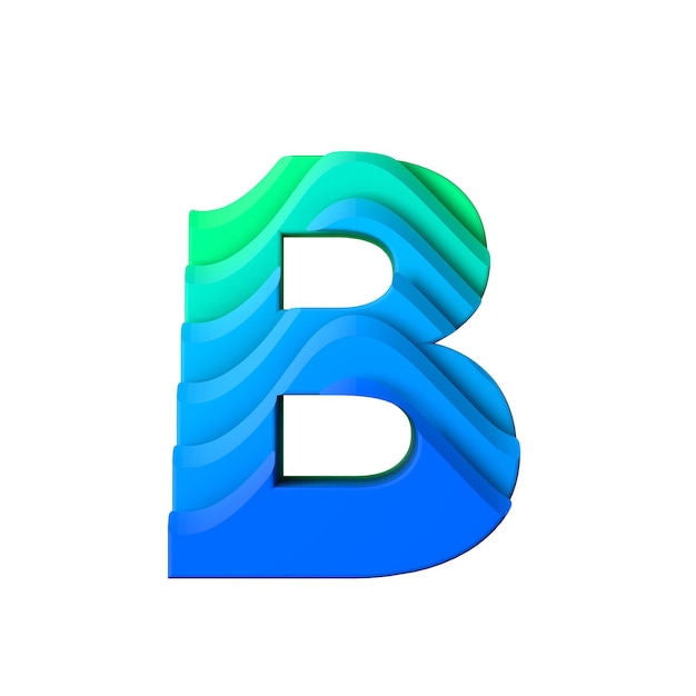 Letter B Layered wave effect character type 3D Rendering