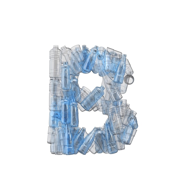 Letter b made from plastic bottles plastic recycling font d rendering