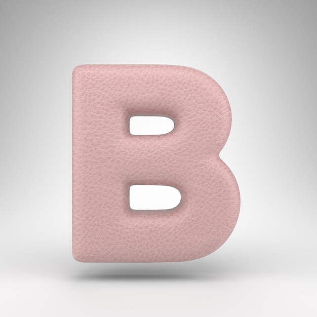 Lettera b maiuscola su sfondo bianco. carattere di rendering 3d in pelle rosa con texture della pelle.