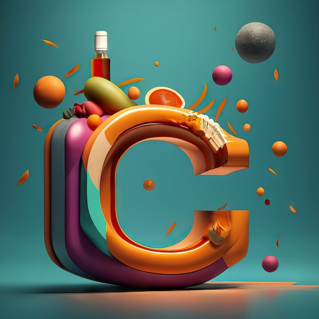 Letter C in 3d