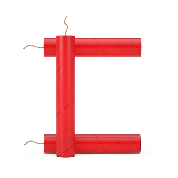 Letter C as Dynamite Sticks Alphabet Collection on a white background. 3d Rendering