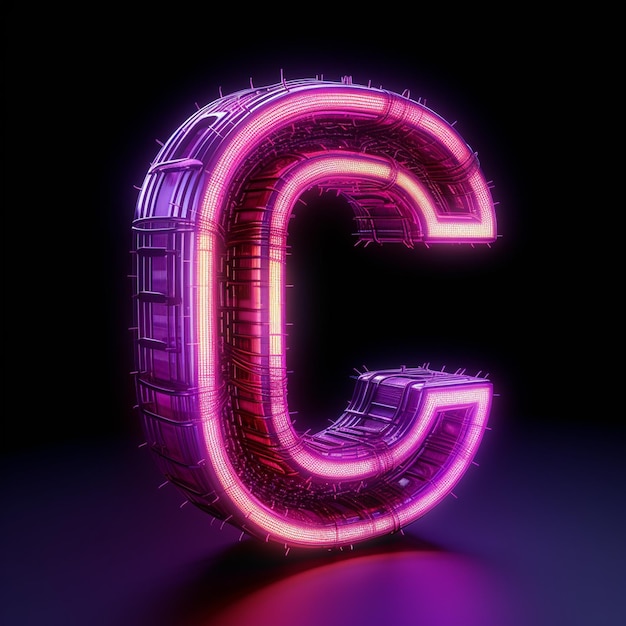Letter C font in futuristic space Photo AI generated