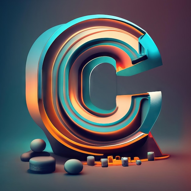 Letter C in 3d