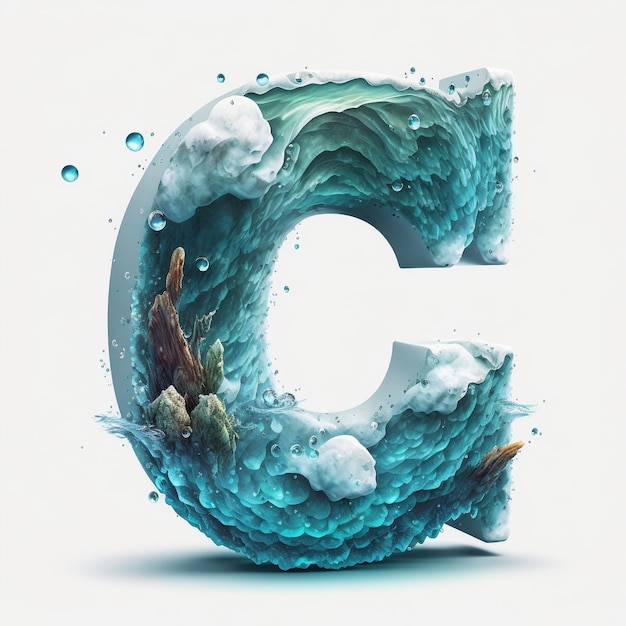 Letter C in oceaanstijl