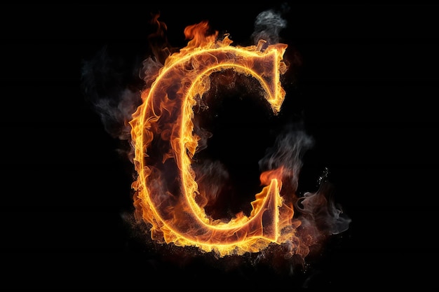 The letter c is on fire