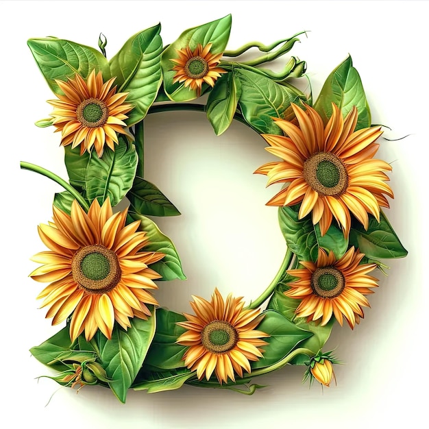 The letter c is made up of sunflowers