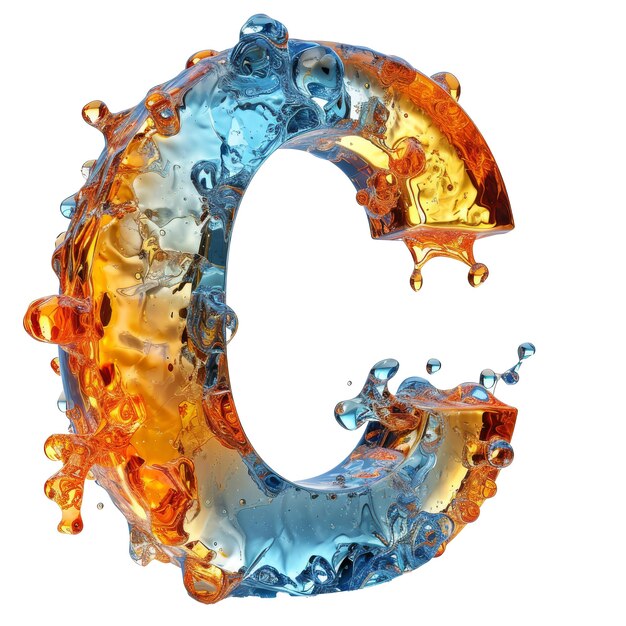 Photo letter c liquid font gel alphabet capital character isolated on white transparent