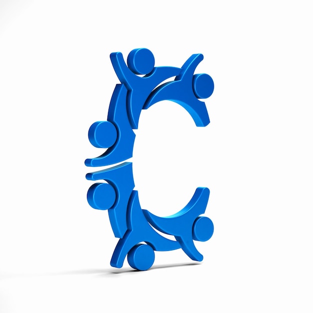 Photo letter c logo forming teamwork collaboration people icon in color