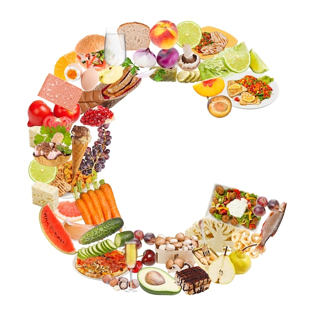 Letter c made of food