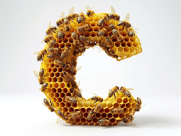 Letter c made of honey comb