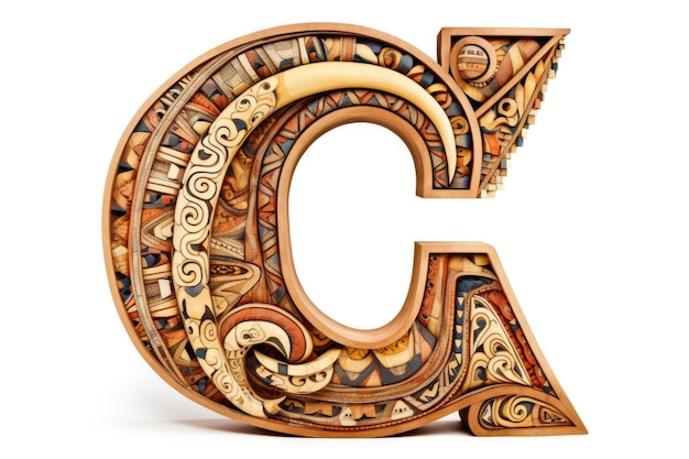 Photo letter c mayan style on white background