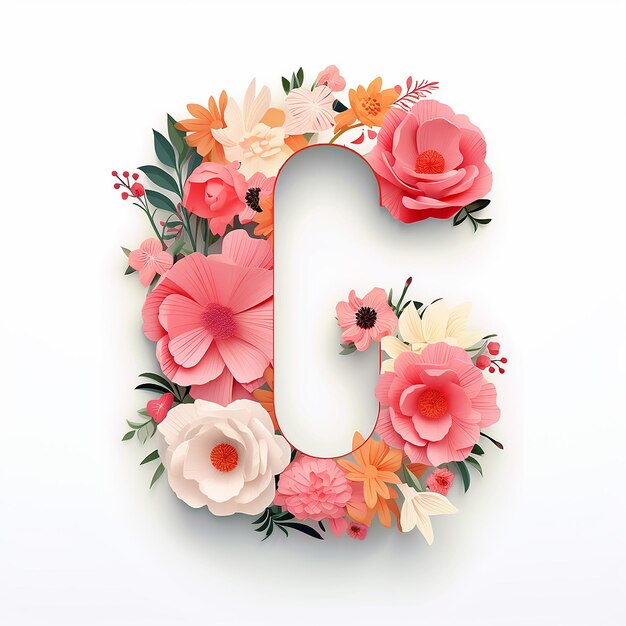 letter C in paper cut style with generic logo floral design