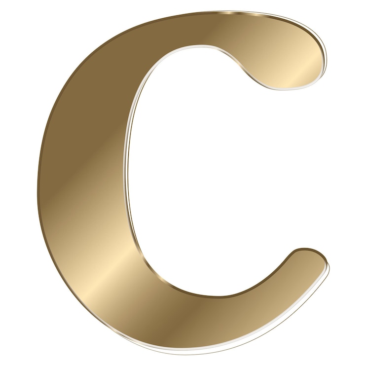 Photo 글자 c png 금색 금속 글 투명한 배경
