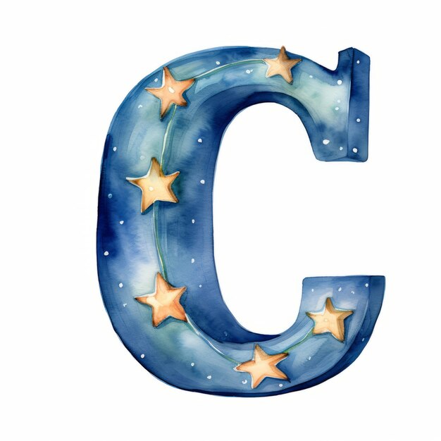 Photo letter c watercolor painted isolated on a white background