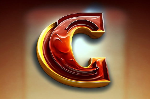 Photo a letter c with gold and red letters on a brown background