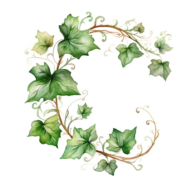 A letter c with leaves on a white background