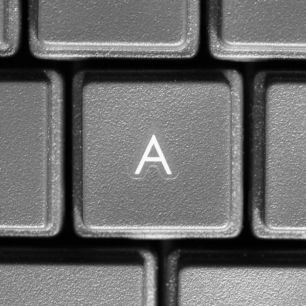 Letter A on computer keyboard