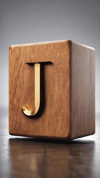 Photo letter cube of j of alphabet made of wood