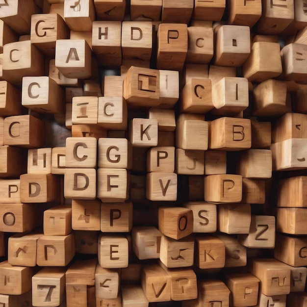 Photo letter cubes of alphabet made of wood