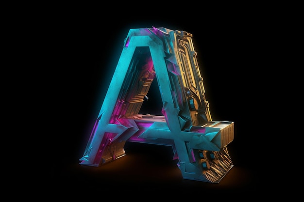 Letter A cyberpunk light colors logo ultra detailed