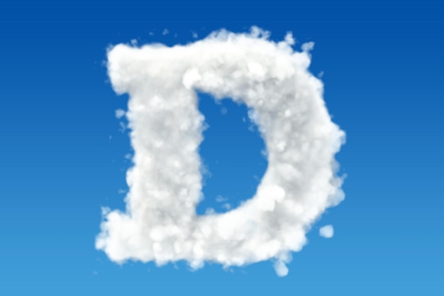 letter d alphabet from clouds in the sky 3d rendering