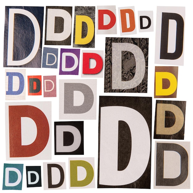 Photo letter d cut out from newspapers