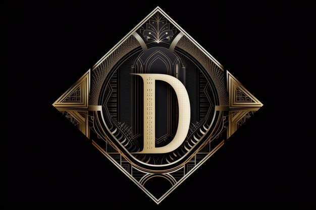 Letter d geometric patterns style on black background