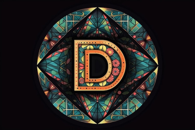 Фото Стиль геометрических узоров букв d на черном фоне
