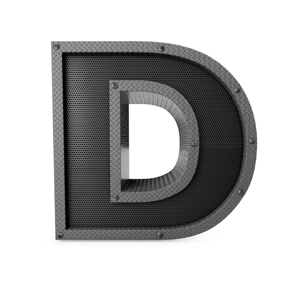 Letter d industriële metalen type d rendering