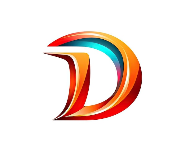 Буква D в значке в стиле логотипа простая двухмерная иллюстрация дизайна Generative AI