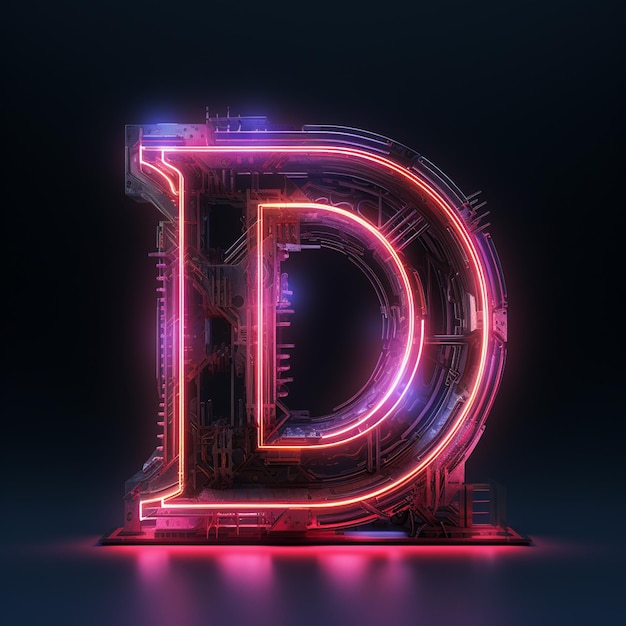 Letter D Neon Art