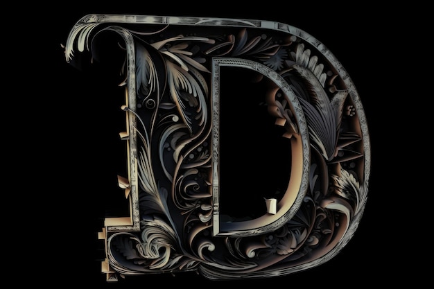 Premium AI Image | Letter d street art style on black background