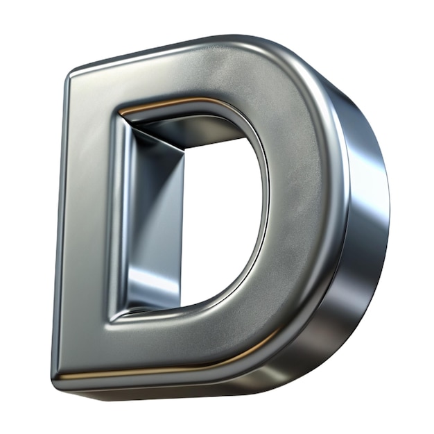 Фото Буква d с заглавными буквами на белом фоне шрифт gun metal 3d с грубой металлической текстурой