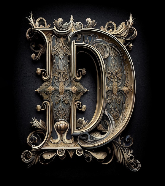 Photo letter d in victorian style created with generative ai