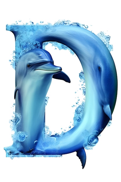 Photo a letter d with a dolphin and a letter d