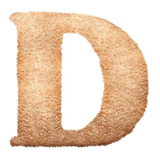 A letter D of wool isolated