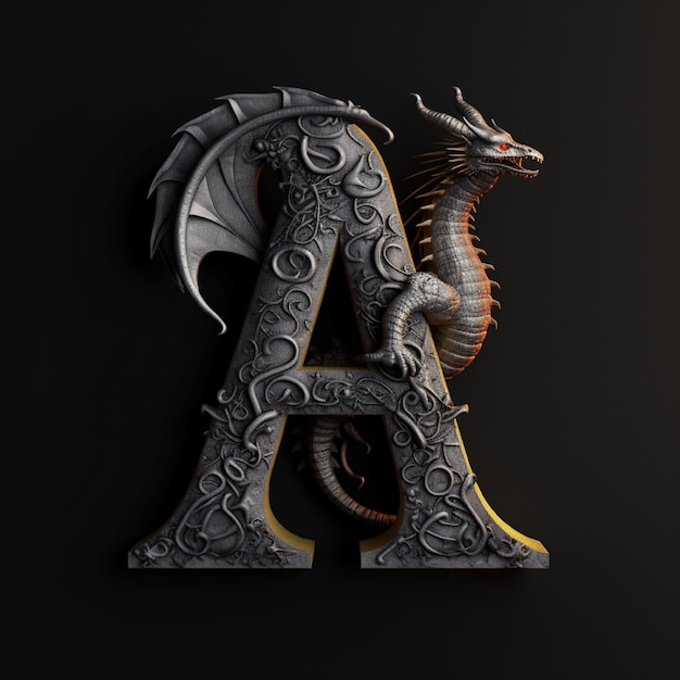 a letter a and a dragon with a dragon on it