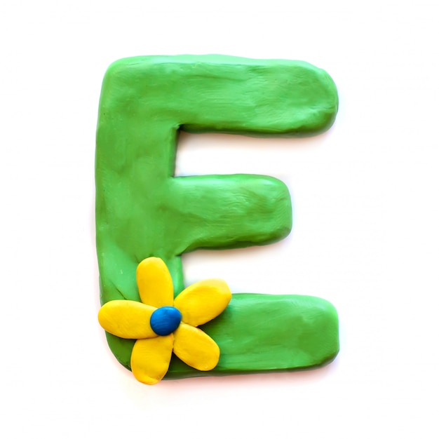 The letter E of the English alphabet from plasticine