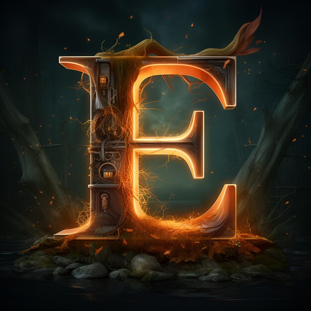 Letter e fire generative ai high quality photo