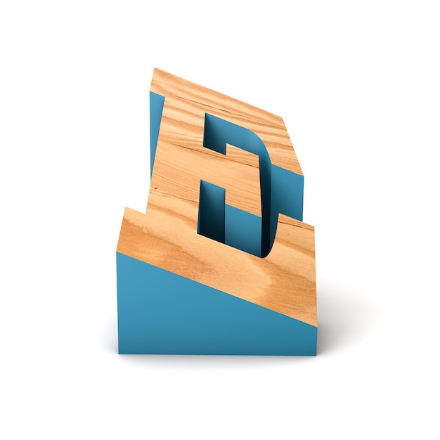 Letter E houten schuin lettertype 3D-rendering