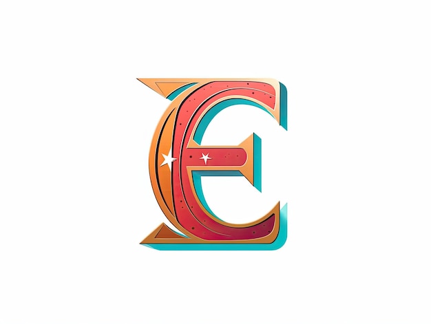 Foto letter e in logo stijl badge eenvoudig 2d ontwerp illustratie generatieve ai