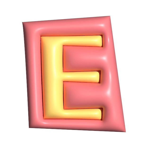 3Dアルファベットのイラストで E png の文字