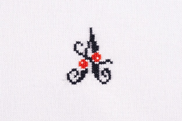 Letter A of Embroidered Cross Stitch Latin Alphabet Linen Fabric Handmade 