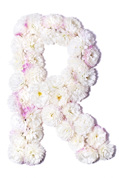 Letter of the English alphabet made of flowers