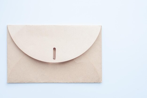 Letter envelope, white background, flat lay, place for text