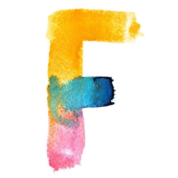 Letter F - colorful watercolor abc